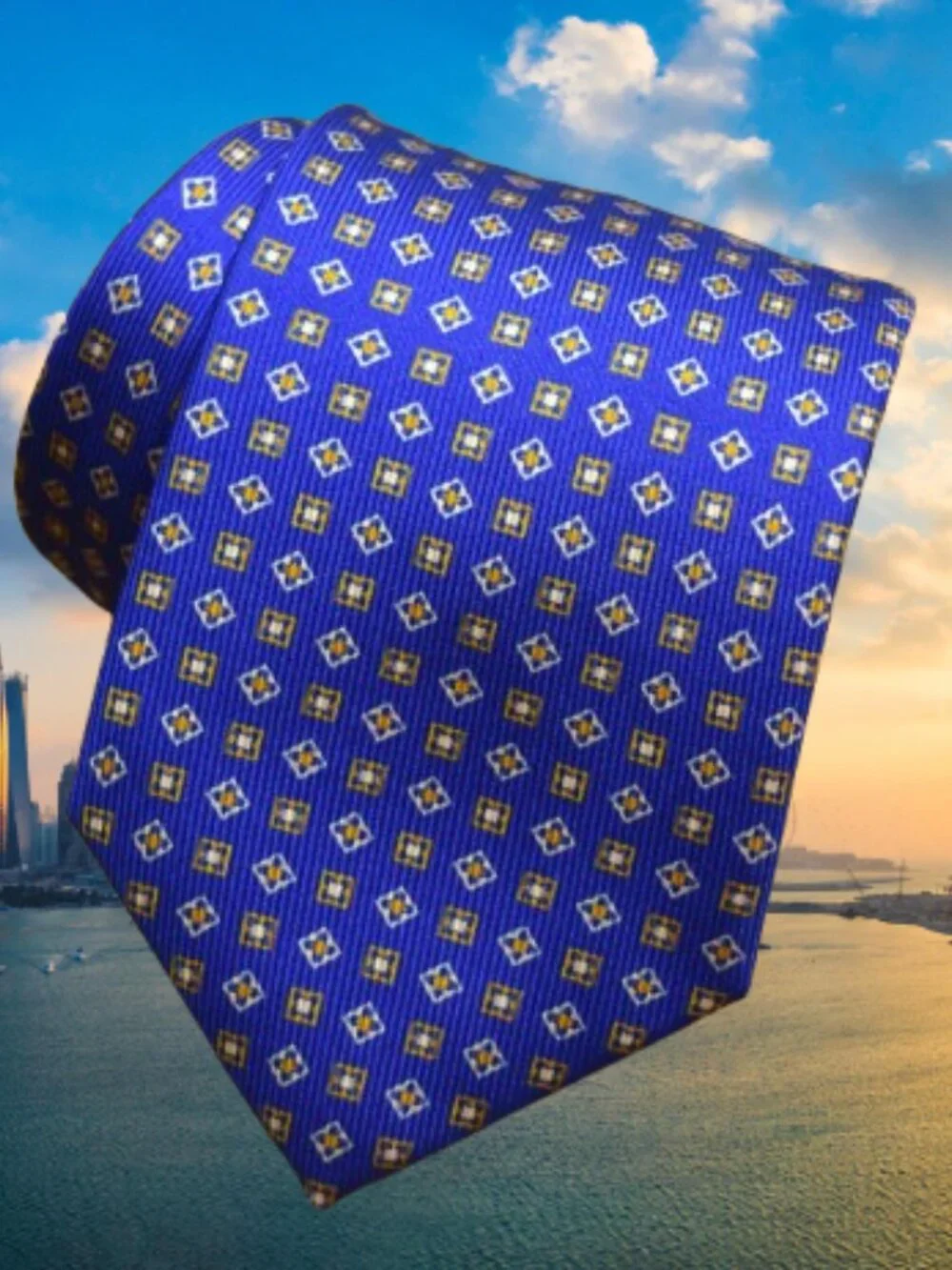 $590 BRIONI Handmade Blue Orange Squares Geometric Long XL Silk Tie Made Italy